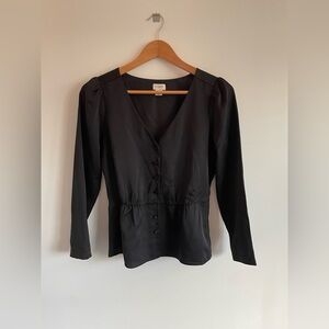 J. Crew Women’s Black Satin Crepe Peplum Top